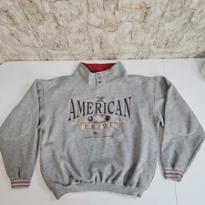 Vintage 90s Gear For sports Sweatshirt  AMERICAN PRIDE Gray Size L LARGE 
