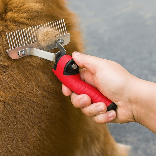 Hunderechen Kamm Haustierpflege Rechen Langzahn Katzenbürste Haustier Enthaarungsbürste - Bild 2 von 10