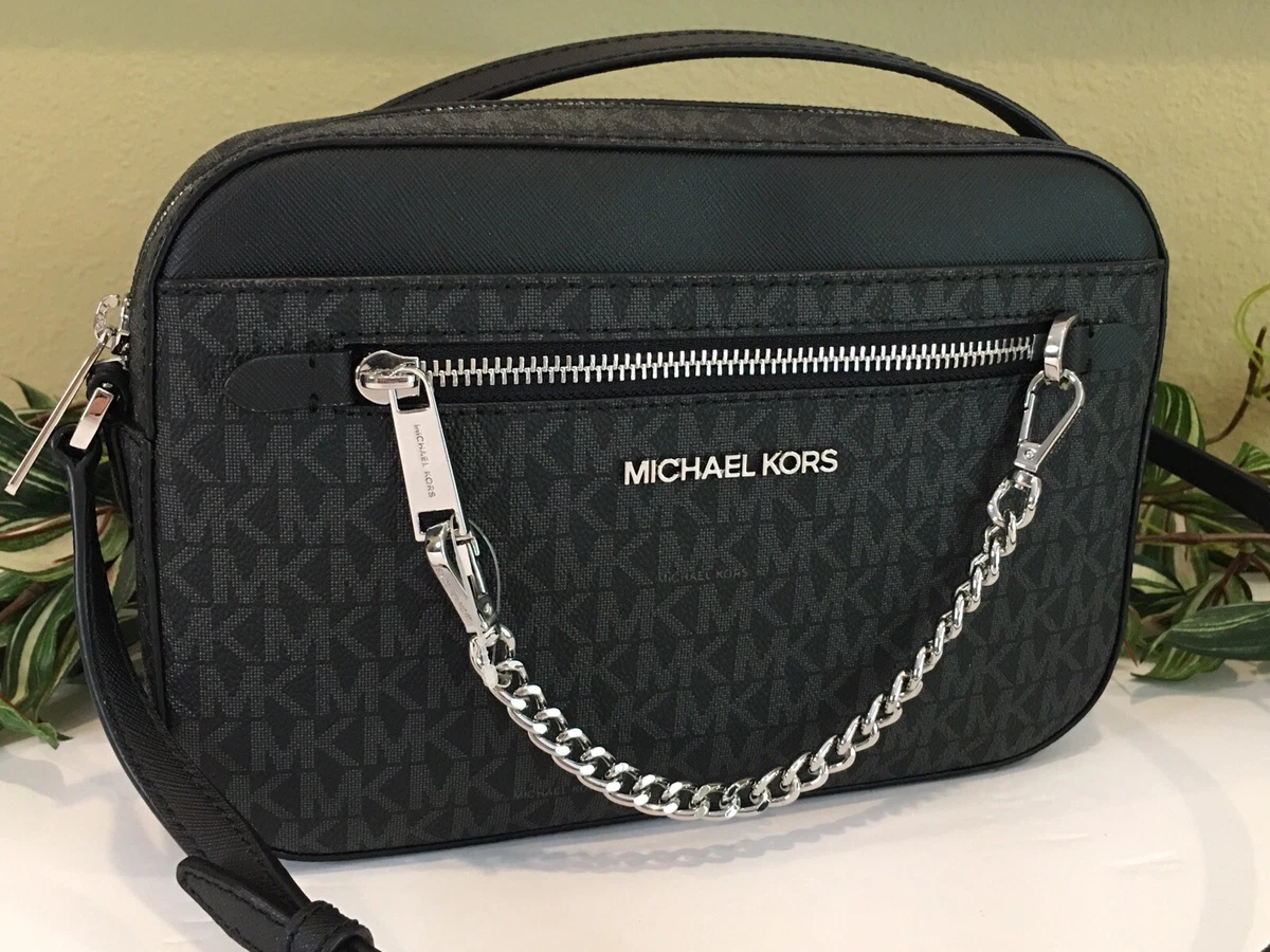 Michael Michael Kors logo-chain Leather Crossbody Bag - Black