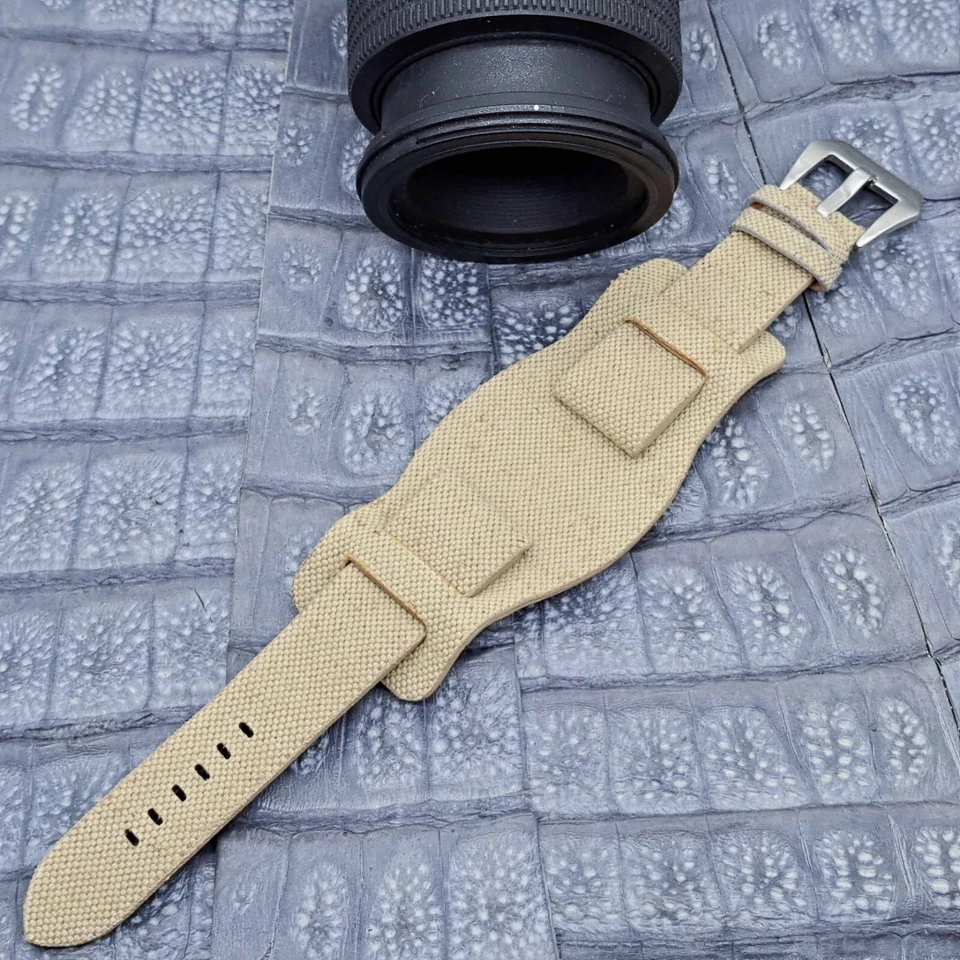 Correa de reloj de lona de 24 mm/20 mm diseño minimalista de moda militar Foto 3 de 4