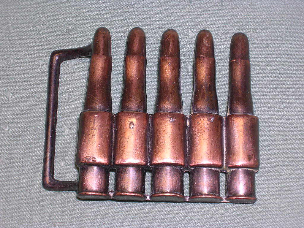Row Of Bullets Design Belt Buckle, Copper Plated  Finish, Nice!-image
