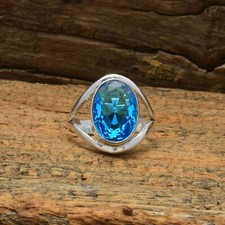 blue topaz Gemstone Solid 925 Sterling Silver Beautiful Ring All Size SR2114