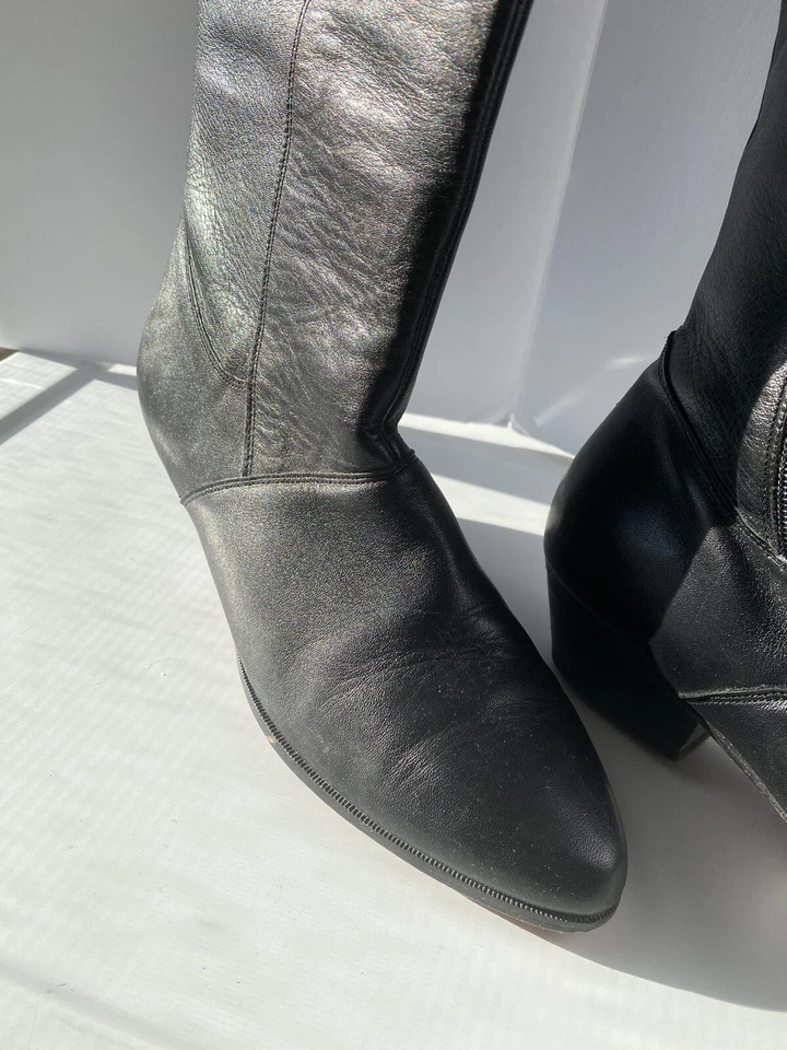 Botas de vestir Florsheim de colección para mujer de cuero negras años 80’s de alto 8,5 N Foto 2 de 4