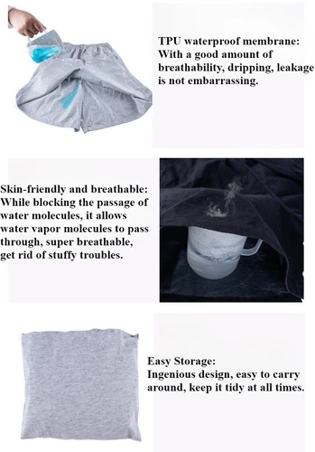 1PC Snap Fastener Easy on/off Washable Diaper Shorts Skirt w/Pocket Cotton Adult - Picture 12 of 19