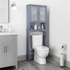 9" Width Over the Toilet Storage Cabinet 3-Shelf for Bathroom Furniture Gray