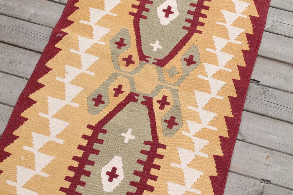 Tapis jaune de cuisine couloir couloir couloir couloir couloir turc taille 1 x 5 - Photo 4/4