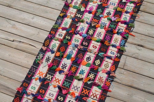 Alfombra de pasillo decorativa a rayas vintage Turkish Kilim de 18""x66"" corredor - Imagen 4 de 8