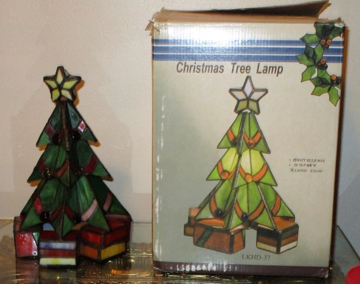 Stained glass sales christmas tree lamp