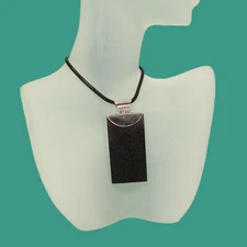 2" Rectangle Lava Rock Stone 925 Sterling Silver Handmade Pendant