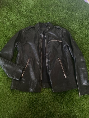 allsaints tagg authentic leather bomber jacket size small
