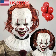 Scary Clown Pennywise IT Full Mask EvilRed Eyes Horror Cosplay Halloween Costume