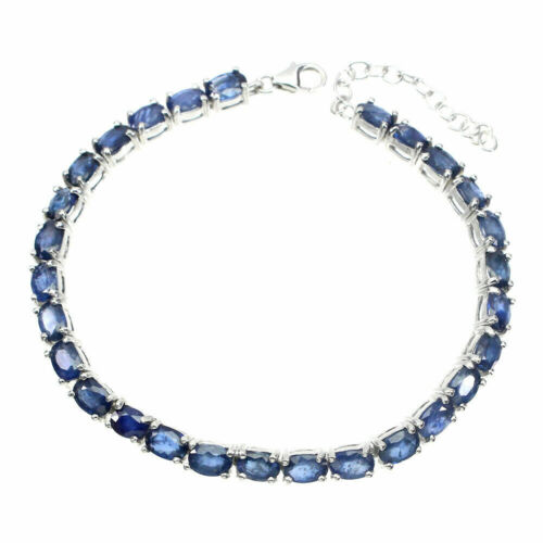 Shola Real Natural Blue Sapphire Bracelet only Heated Sterling Silver B228 - Picture 1 of 3