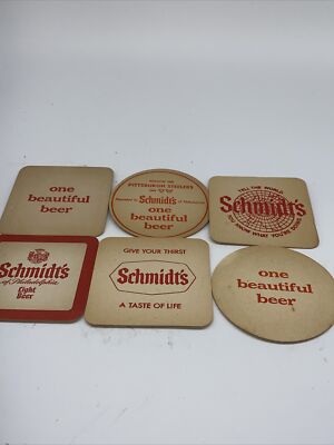 Lot of 6 Different Schmidts Beer Vintage Beer Coasters