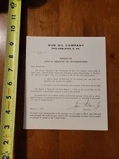 SUN OIL SUNOCO NOTICE OF ANNUAL MEETING RARE OLD VINTAGE