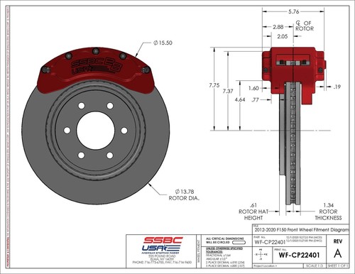 Ford F-150 SSBC 2012-2020 Brawler 8 pistones kit pinza delantera (negro; con rotores) - Imagen 5 de 5