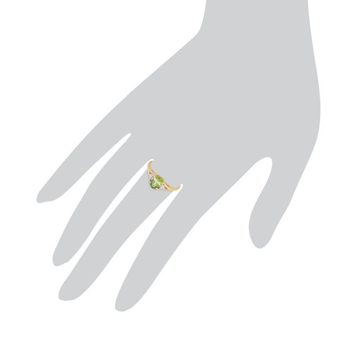 Classic Oval Peridot & Diamond Ring in 9ct Yellow Gold - Picture 3 of 4