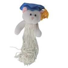 Gund Tassulations Ivy White Cat Graduation Tassel Plush Stuffed Animal 6.5"
