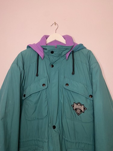 KAPPA Vintage Worlds Finest Parka Ski Long Jacket Turquoise Green Purple XL - Picture 14 of 14