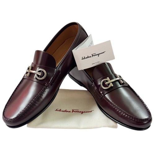 Ferragamo Gancini 10.5 D Buckle Loafers Brown Leather Men's GALILEO Slip-on - Picture 3 of 6