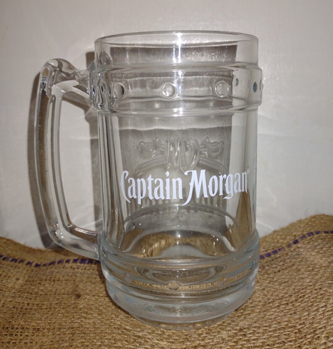 Captain Morgan Embossed Glass Mug Stein Barrel Bar Ware Man Cave 5 1/4" Tankard - Picture 2 of 7