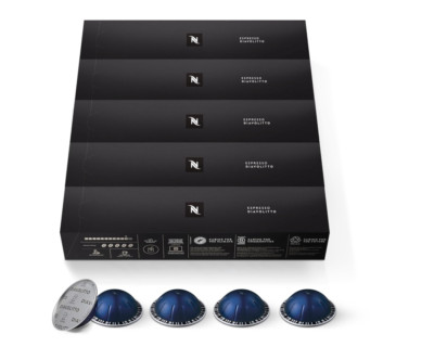 Nespresso Capsules VertuoLine Dark Roast Espresso Coffee Diavolitto 1.35Oz 50 Ct