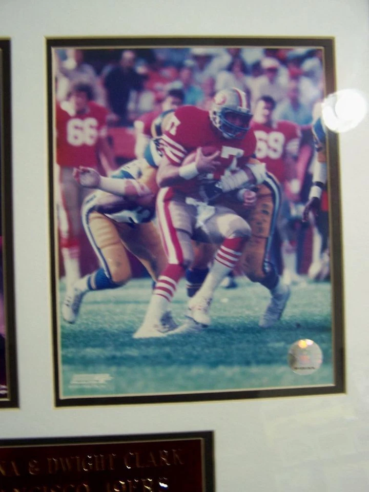 Rare 2000 JOE MONTANA DWIGHT CLARK San Francisco 49ers Framed Photos 24x20 - Image 3 of 4