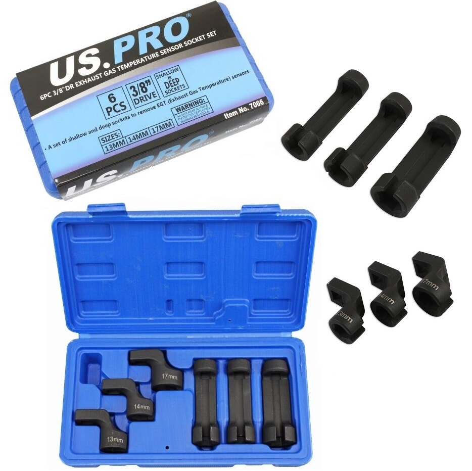 US PRO Exhaust Gas Temperature Socket Set 3/8"" Drive 13mm 14mm 17mm Shallow/Deep - Image 3