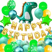 Happy Birthday Geburtstag Deko Set - Dino + Stern Folien Luftballons + Girlande