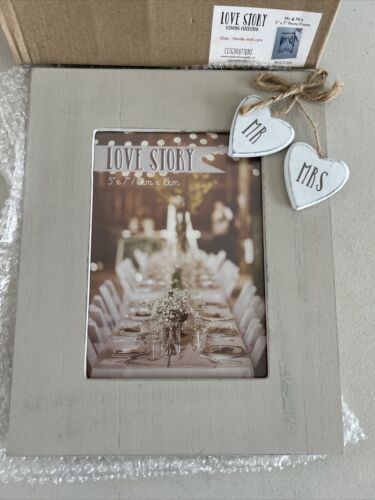 Cornice portafoto collezione matrimonio Love Story 5” x 7” in scatola spedizione inc - Foto 2 di 4