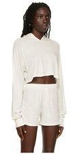 ETERNE Raglan Cropped Long Sleeve Hoodie/Boxer Shorts Ivory, Large NWT  85% off!