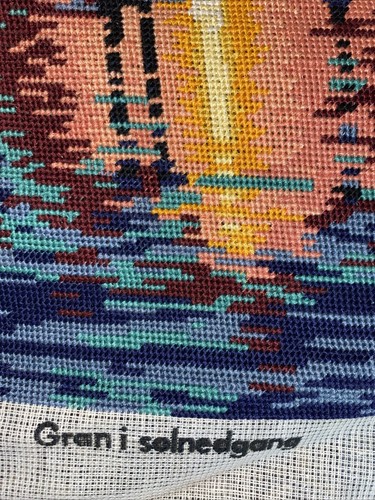 TAPESTRY WORKED Schirmer Gobelin “Gran i Solnedgang” 37x49cm - Picture 4 of 8