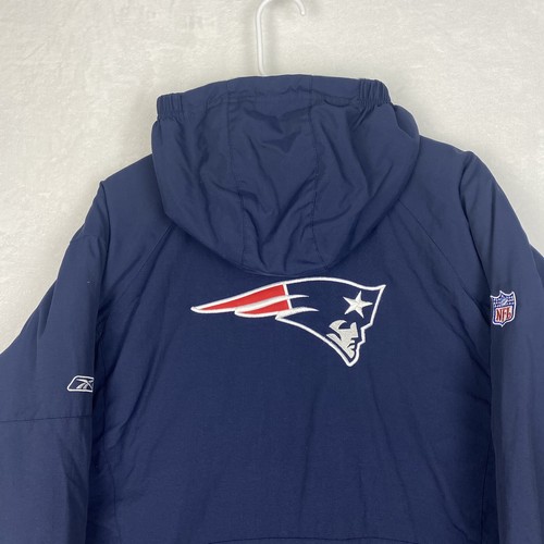 New England Patriots Winter Jacket Jacket Youth Large 14-16 Blue Hooded Logo - Picture 6 of 12