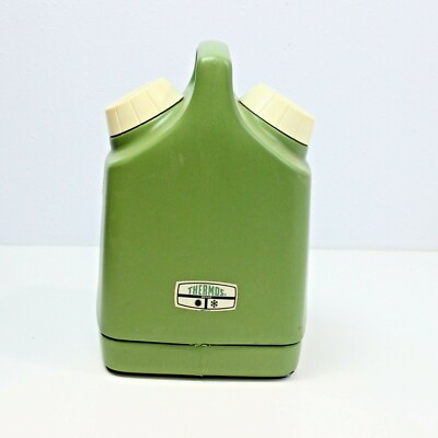 Vintage Double Thermos Hot & Cold Avacado Green Plastic Container