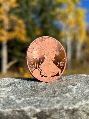 1 oz .999 Pure Copper Coin Walking Liberty & Eagle Design/American Round Bullion - Picture 3 of 24