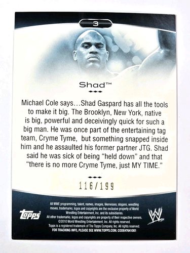 2010 Topps Platinum WWE Shad Blue /199 #3 - Picture 2 of 2