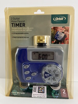 Orbit Dual Valve Digital Watering Hose Timer Water Faucet Bib Programmable NEW