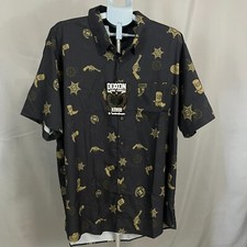 Dixxon Flannel Co. Western Shirt Mens 2X Black Cowboy Outlaw Print Short Sleeve