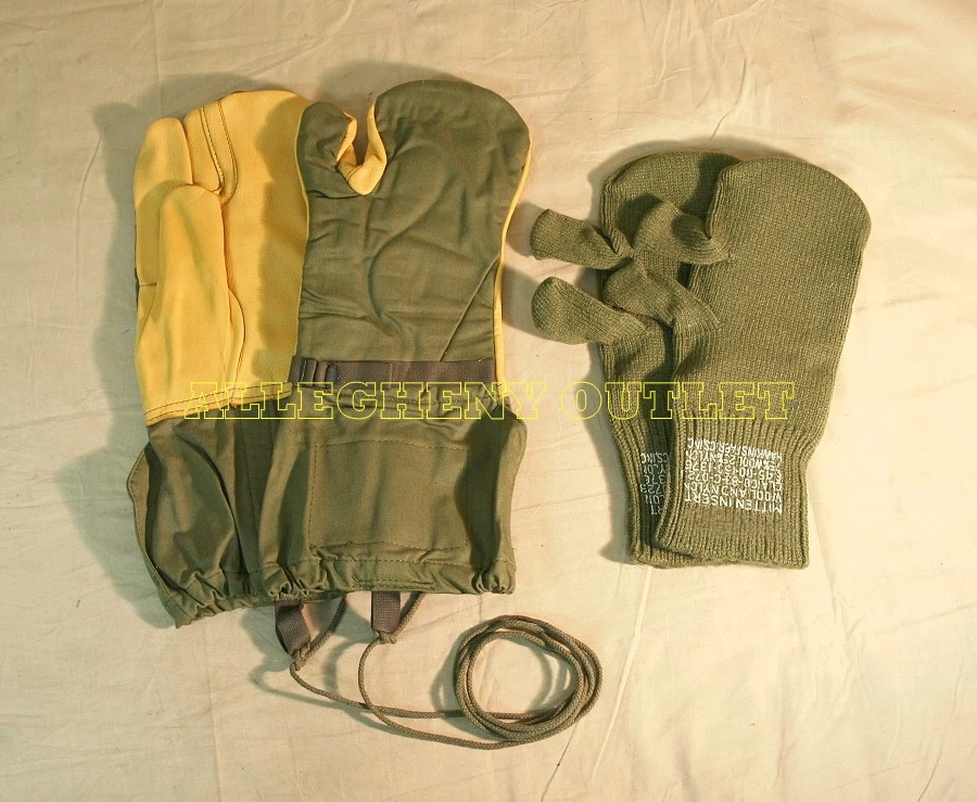 US Military TRIGGER FINGER MITTEN GLOVES w/ LINER INSERT LANYARD MEDIUM MINT
