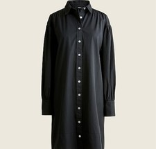 J.Crew Black Woven Cotton Collared Button dress NWT small 