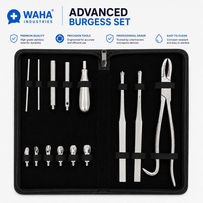 14 Piece Equine Dental Burgess Wolf Tooth Extractor Kit Veterinary Instruments