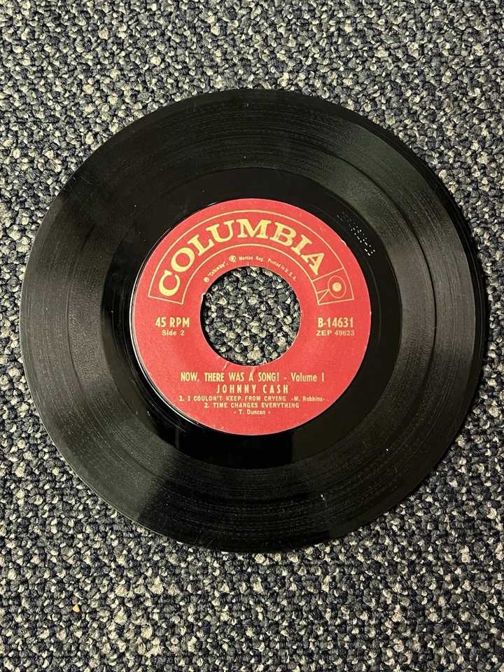 45 RPM Johnny Cash COLUMBIA EP 14631 Now There Was a Song Vol 1 Tested Works - Image 4 of 4