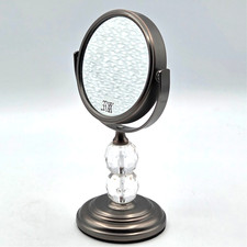Double Sided 3X and 1X magnifying Makeup Mirror with Crystal Pedistal Stand