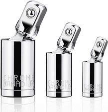 3PCS Universal Joint Socket Adapter Set 1/4" 3/8" 1/2" Drive Swivel Tool Kit