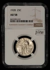 1928 20c Standing Liberty Silver Quarter - Looks 63 - NGC AU 58 - SKU-B5489