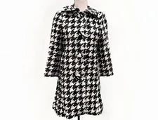 Ivy Jane Houndstooth Pea Coat Women’s Xs Mid Length Overcoat Hot Pink Lined Cute