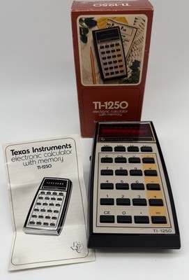 Vintage Texas Instruments TI-1250 Calculator Red LED WORKING Retro W/box