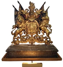 Antique 19th C Victorian UK British Royal Warrant Coat of Arms Cast Iron Plaque