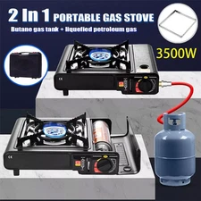 3500W Camping Stove Propane&Butane Windproof Fire Dual Fuel Brass Cooking Burner