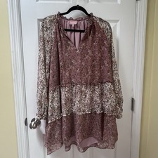 Show Me Your Mumu Mini Dress Dusty Pink Floral Tiered Romantic Boho Size Small
