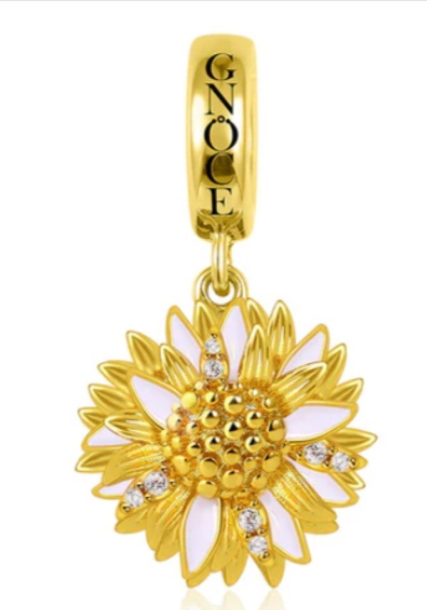 Charm tournesol en argent et or 18k, le cadeau d'anniversaire idéal